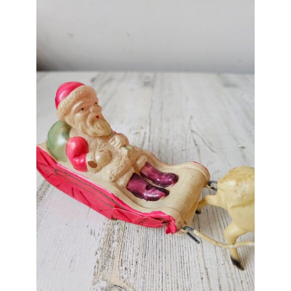 Antique Japan celluloid Santa reindeer plastic as is display sleigh - Picture 4 of 13